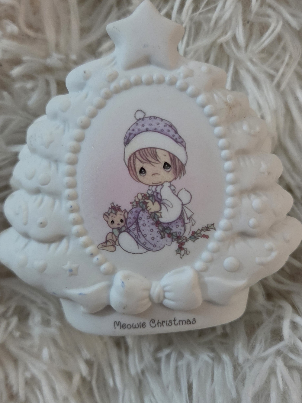 Kids White Christmas Tree Frame with Purple Accent